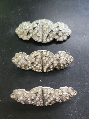 Vintage Rhinestone Silver-Tone Decorative Clasp -Sparkling Silver Jewelry Accent